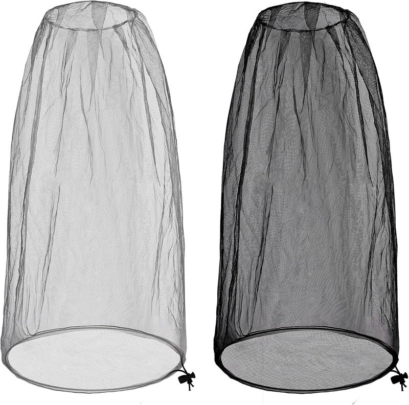 JayruiMice 2 Pack Ultra Large Mosquito Net 42x25 Inches Mosquito Head Net Oversized Insect Netting Bug Fits Most Hats for Gardening Hiking Fishing Traveling(Gray+Black) - Image 1